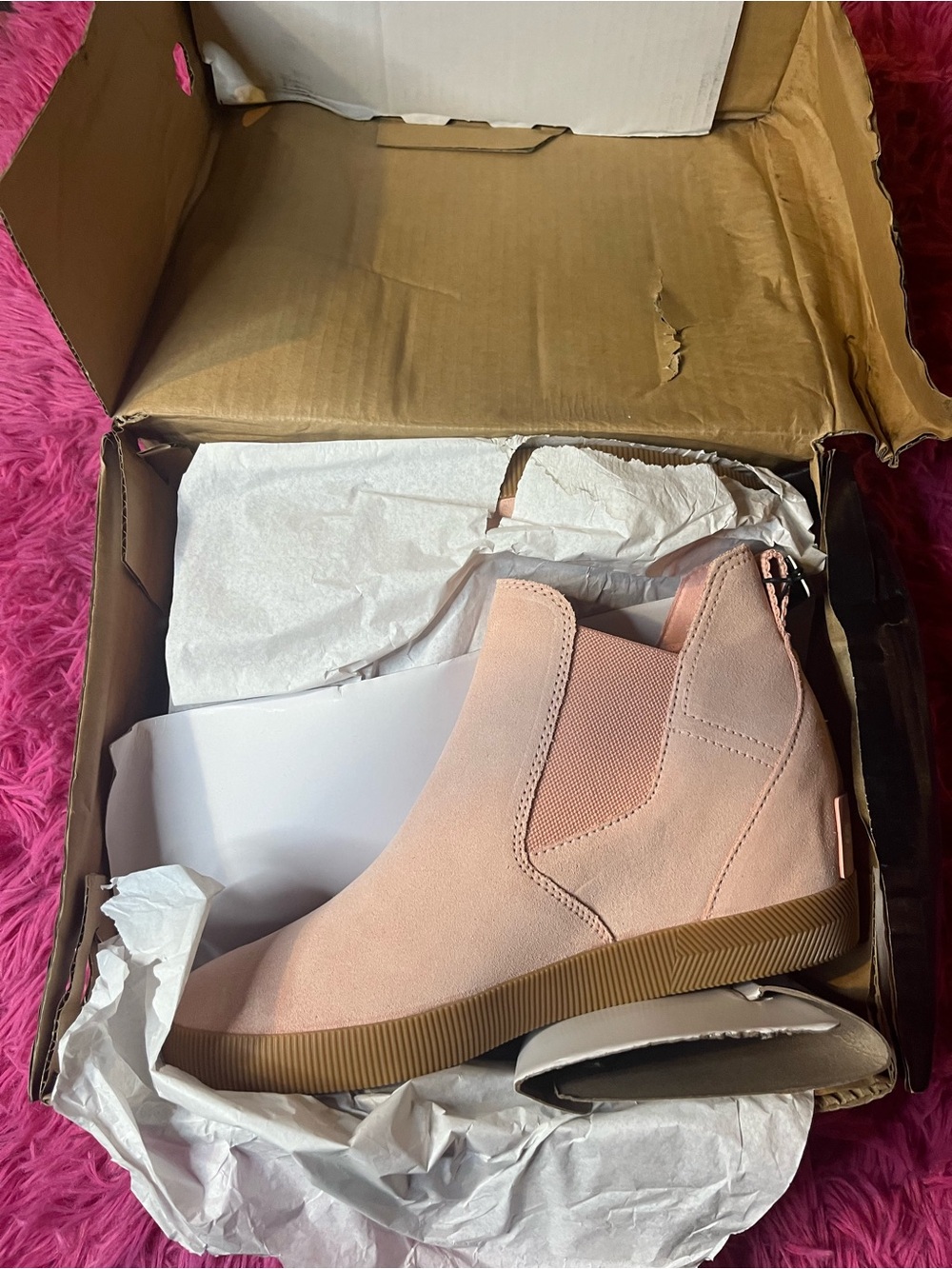 Sorel out n about slip on wedge faux pink size 10